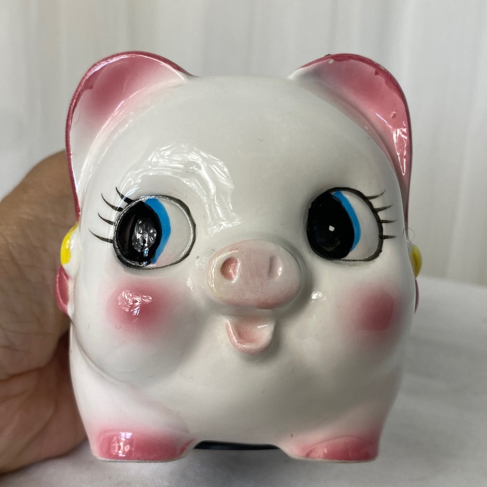 Vintage 60’s Anthropomorphic Ceramic Piggy 🐷 Bank Made in Japan 🇯🇵
